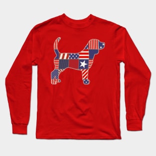 Beagle 4th of July Dog Lovers Owner Patchwork Flag Long Sleeve T-Shirt